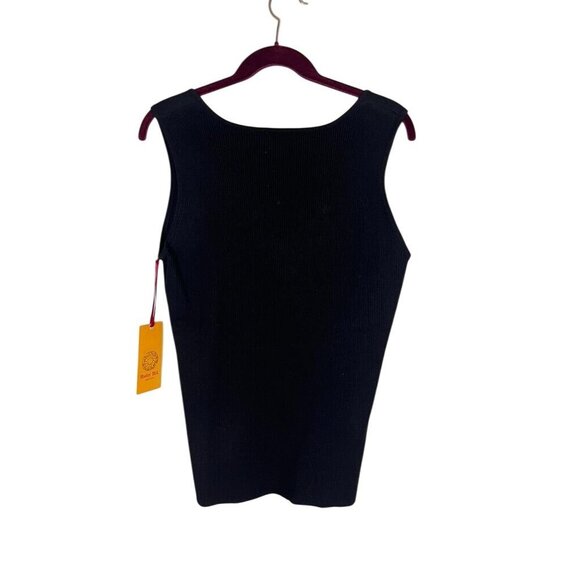 Ruby Rd Jeweled Tank Top XL Black Ribbed Boho Hippie Indie Retro Preppy Classic - Picture 8 of 9